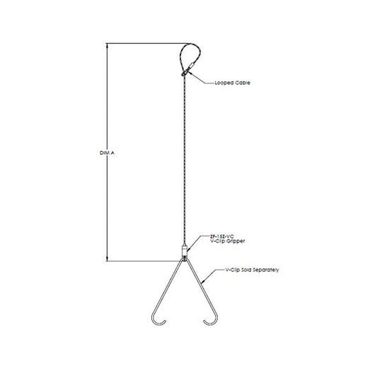 180 Inch V-Clip Industrial Cable Kit with Looped Ceiling Attachment - Image 1