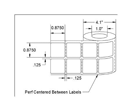 0.875 x 0.875 Inch Size and 2 Inch Roll Height Thermal Transfer Paper Label - Image 3