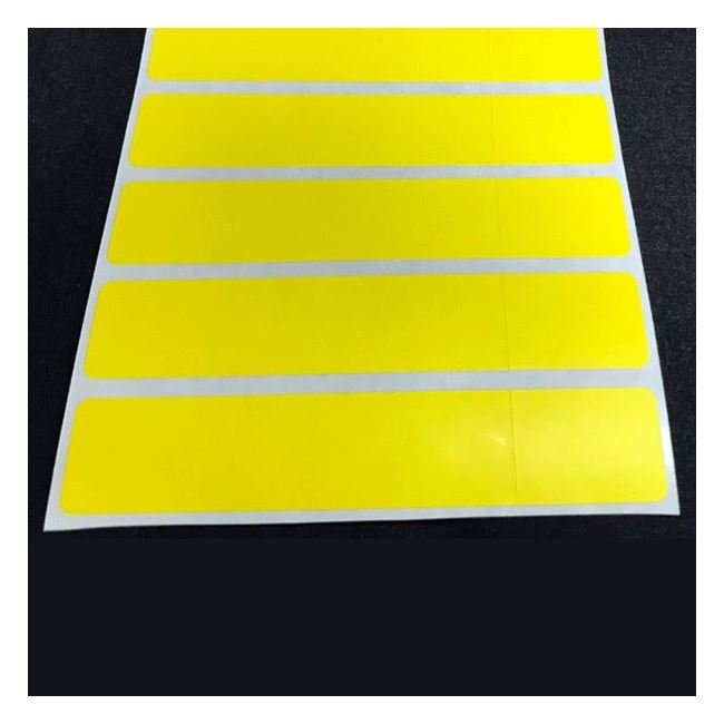 0.96875 x 0.75 and 3 x 0.75 Inch Size White Thermal Transfer Paper with Yellow Adhesive Two Label Set - Image 2