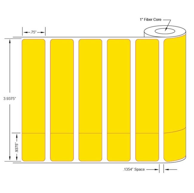 0.96875 x 0.75 and 3 x 0.75 Inch Size White Thermal Transfer Paper with Yellow Adhesive Two Label Set - Image 3