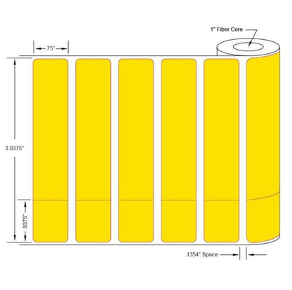 0.96875 x 0.75 and 3 x 0.75 Inch Size White Thermal Transfer Paper with Yellow Adhesive Two Label Set - Image 3