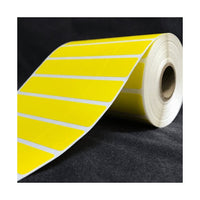 0.96875 x 0.75 and 3 x 0.75 Inch Size White Thermal Transfer Paper with Yellow Adhesive Two Label Set
