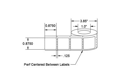 0.875 x 0.875 Inch Size Opaque Liner White Thermal Transfer Polyester Label - Image 3