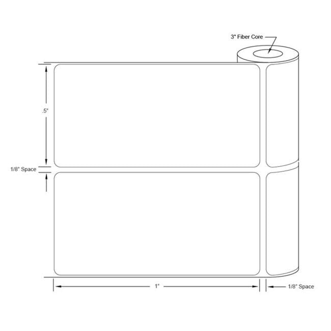 0.5 x 1 Inch Size White Polyester Thermal Transfer Label - Image 3