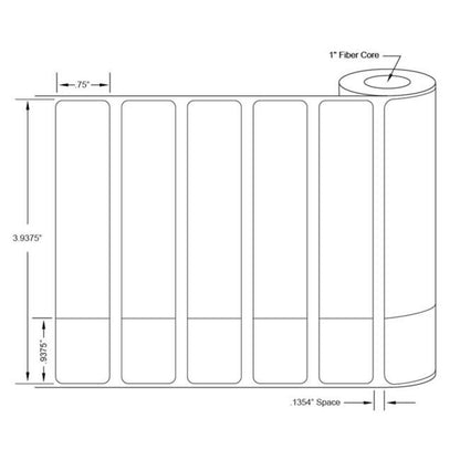 0.96875 x 0.75 and 3 x 0.75 Inch White Paper Thermal Transfer Two Label Set - Image 3