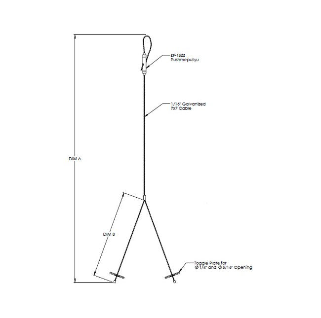 60-Inch Y-Cable with Pushmepullyu Gripper & Toggle - Griplock® Industrial Cable System - Image 1