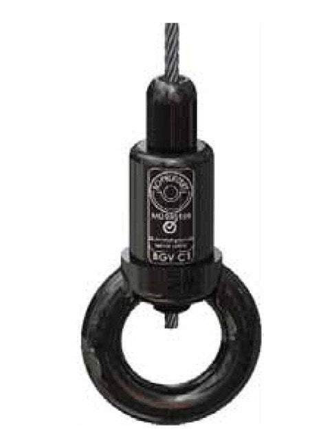 Nickel Plated Bottom Exit Gripper with Ring Attachment - 3/16 in Cable Size, 500 lb SWL - Image 1