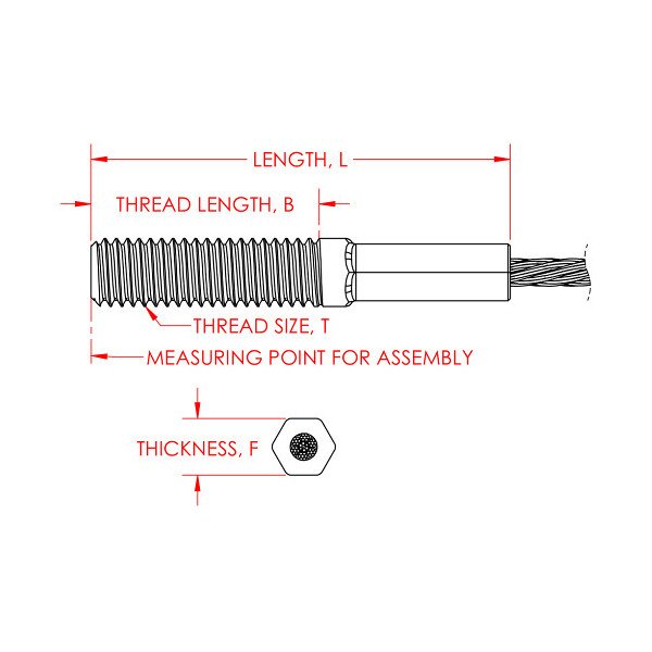 2.250 Inch (in) Thread Length and 0.188 Inch (in) Maximum Mating Cable Diameter Stainless Steel Threaded Cable Plug for Cable Assemblies - Image 2