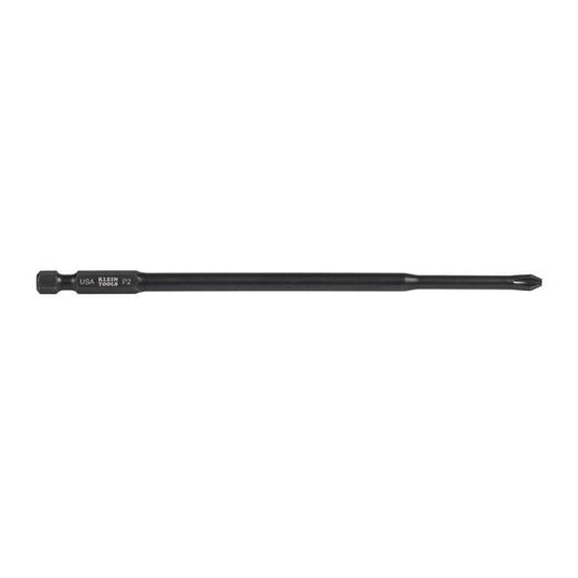 Klein® #2 Phillips Power Driver Bit, 6 in. Length, Hex Drive, Pack of 2 - Made in the USA - Image 1