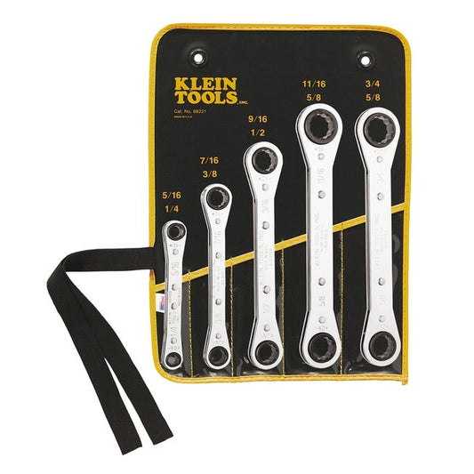Klein® Ratcheting Box Wrenches - Set of 5, Chrome Plated Finish - Image 1