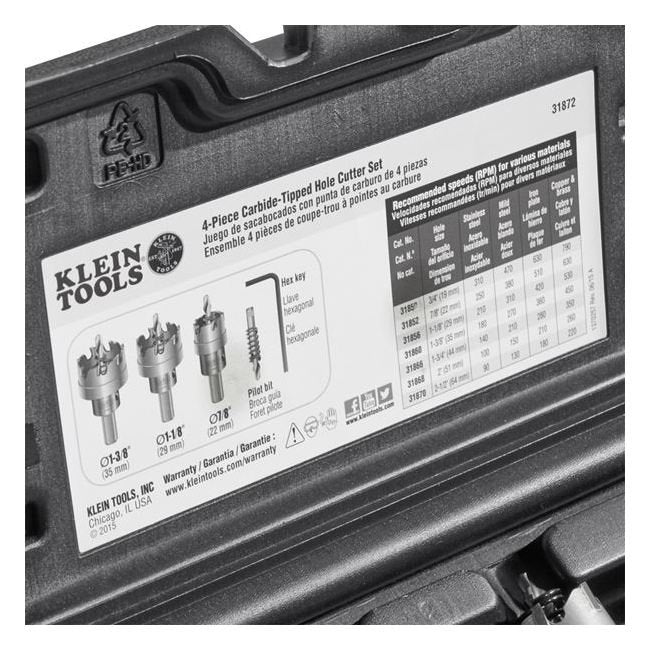 Klein® 4 Piece Carbide-Tipped Hole Cutter Set - Image 4
