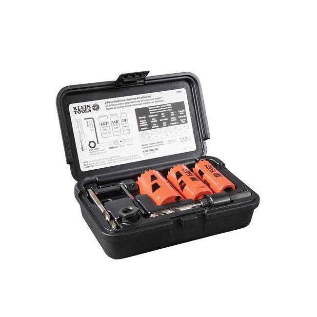 Klein® 3 Piece Electricians Hole Saw Kit with Arbor - Image 1