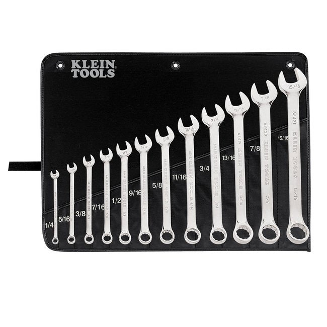 Klein® Tools 12-Piece Combination Wrench Set - Forged Alloy-Steel, Nickel Chrome Plated - Image 1