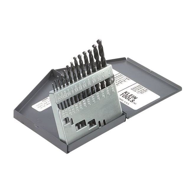 Klein® 13-Piece Regular-Point Drill Bit Set - High Speed Steel, Black Oxide Finish - Image 1