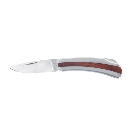 Klein® 7-Inch Stainless Steel Pocket Knife with Lockback and Wood Handle - Image 1