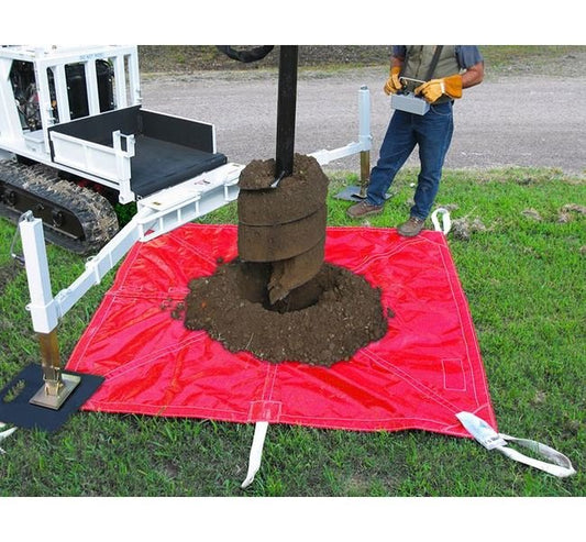 Rowdy's Auger Tarp - 6 ft x 6 ft, 22 oz Canvas, 24 in. Hole Diameter - Image 1