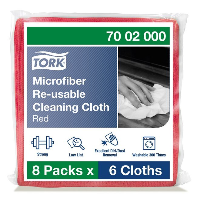 Tork® Red Microfiber Re-Usable Cleaning Cloth - Pack of 48 - Image 1
