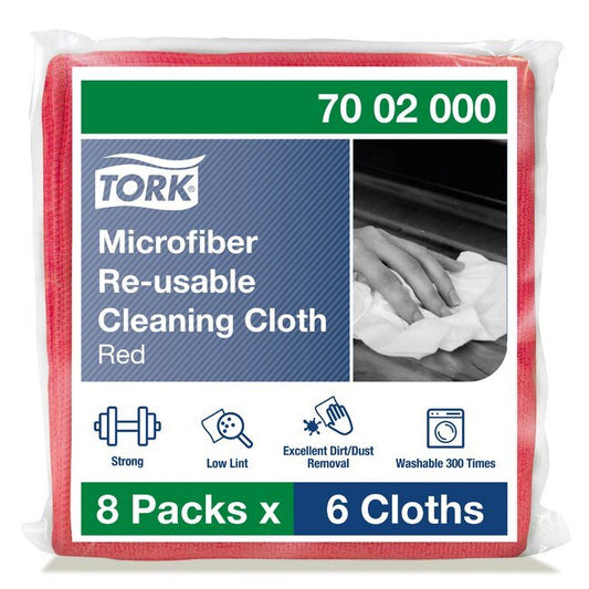 Tork® Red Microfiber Re-Usable Cleaning Cloth - Pack of 48 - Image 1