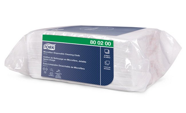 Tork® White Microfiber Disposable Cleaning Cloth - Pack of 40 - Image 1
