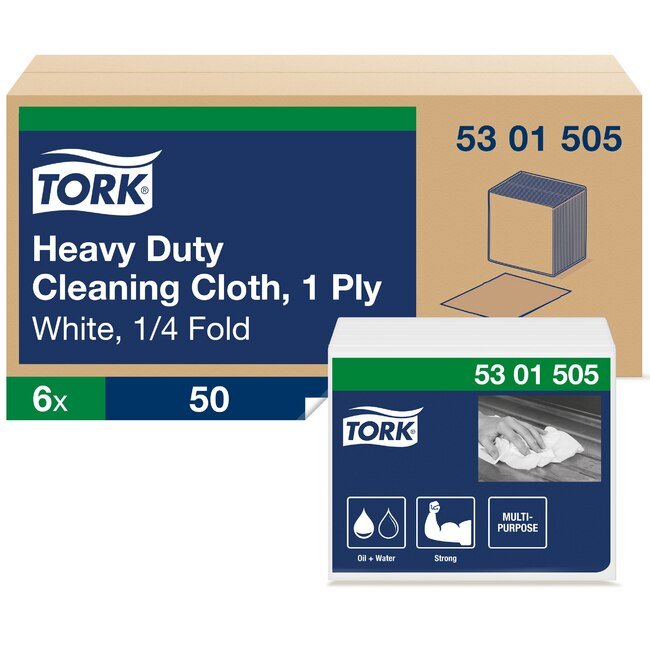 Tork® White Heavy-Duty Cleaning Cloth - Industrial Grade Reusable Wipers - Image 1