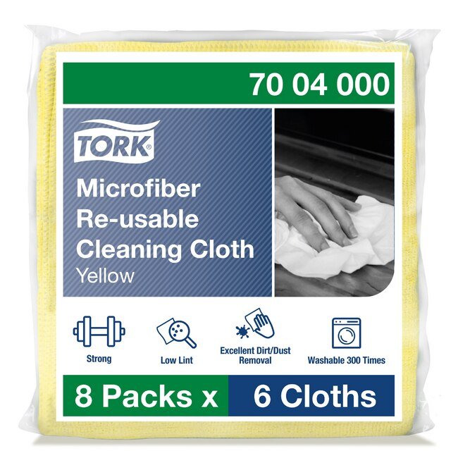 Tork® Yellow Microfiber Cleaning Cloth - Reusable & Antibacterial - Image 1