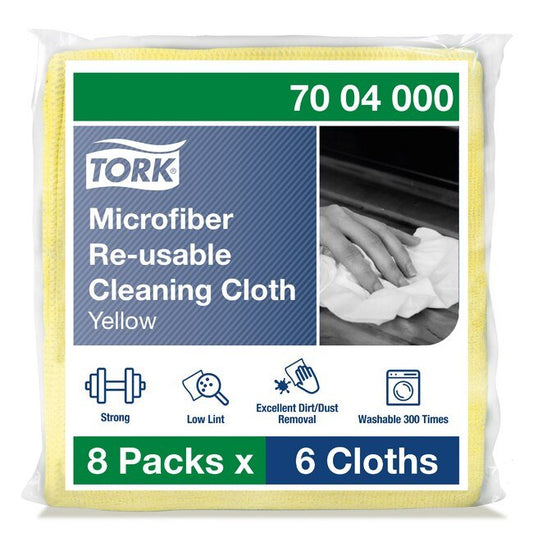 Tork® Yellow Microfiber Cleaning Cloth - Reusable & Antibacterial - Image 1