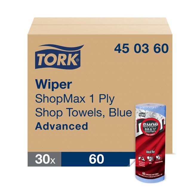 Tork® ShopMax Blue Heavy-Duty Paper Shop Towel Roll - Industrial Strength Wiper Roll - Image 1