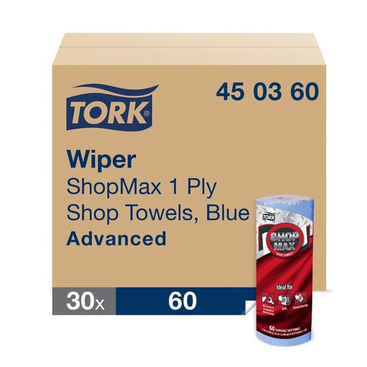 Tork® ShopMax Blue Heavy-Duty Paper Shop Towel Roll - Industrial Strength Wiper Roll - Image 1