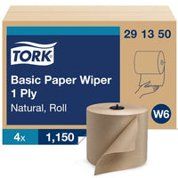 Tork® W6 Natural Basic Paper Wiper Roll - Compostable 1-Ply, 1150ft