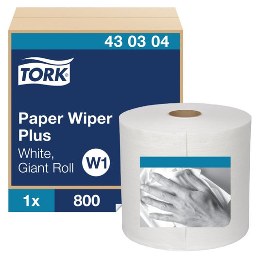 Tork W1 White Paper Wiper Roll for Industrial Cleaning - Image 1