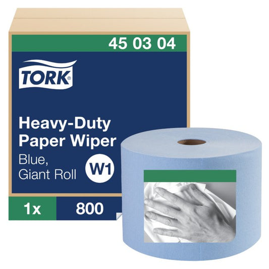 Tork® W1 Blue Heavy-Duty Paper Wiper Roll - 800ft, 1-Ply - Image 1