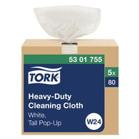 Tork® W24 White Heavy-Duty Cleaning Cloth - 5 Packs of 80 Sheets