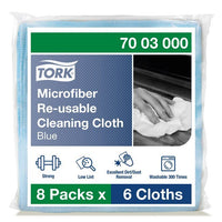 Tork® Blue Microfiber Reusable Cleaning Cloth - Pack of 48