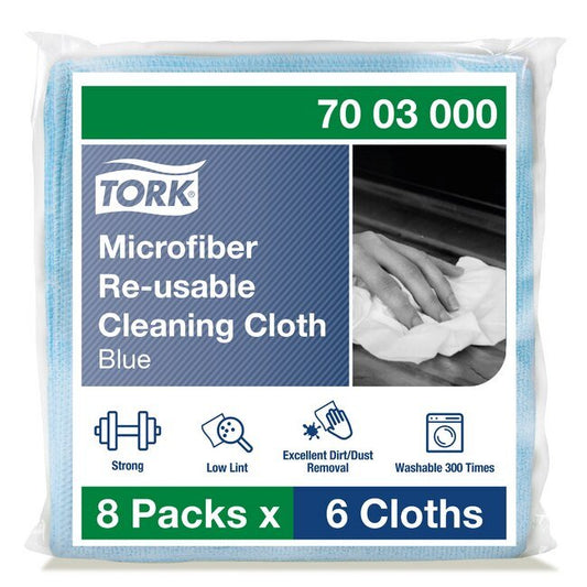 Tork® Blue Microfiber Reusable Cleaning Cloth - Pack of 48 - Image 1