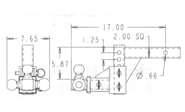 Adjustable Tri-Ball Hitch - Black - Image 2