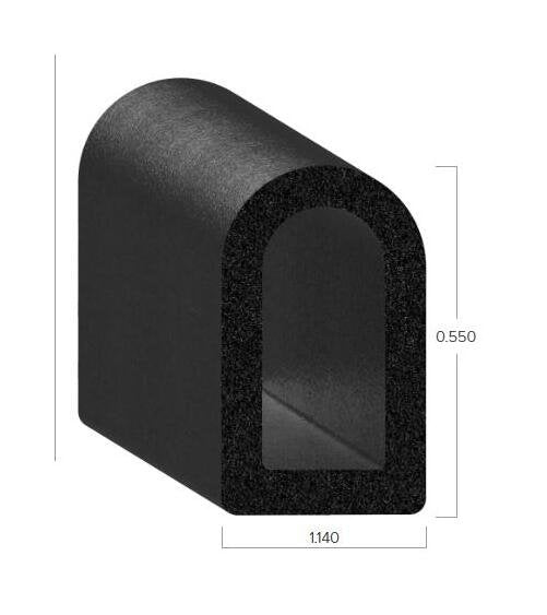Uni-Grip Trim Seal - 1.140" Width, 0.550" Height, Black Sponge Rubber Bulb - Image 2