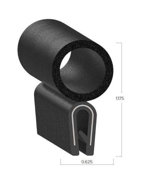 Uni-Grip 0.625" x 1.175" PVC Rubber Trim Seal - Image 2