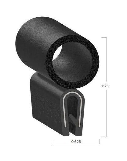Uni-Grip 0.625" x 1.175" PVC Rubber Trim Seal - Image 2
