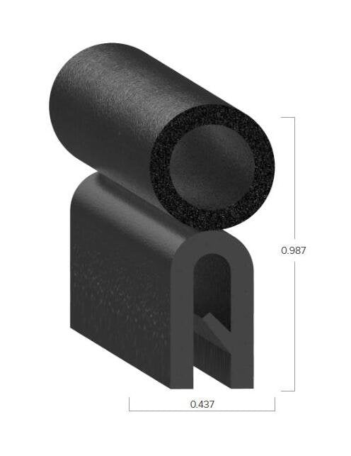 Uni-Grip 0.437"x0.987" Trim Seal - PVC Rubber Bulb Seal - Image 2