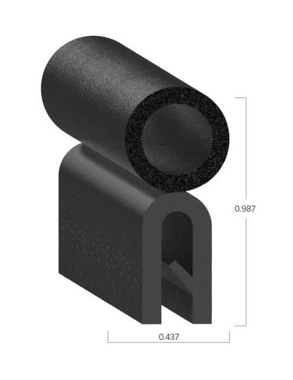 Uni-Grip 0.437"x0.987" Trim Seal - PVC Rubber Bulb Seal - Image 2
