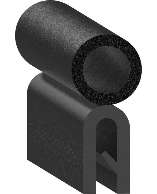 Uni-Grip 0.437"x0.987" Trim Seal - PVC Rubber Bulb Seal - Image 1