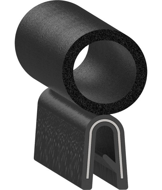 Uni-Grip 0.625x1.175 Trim Seal - PVC Rubber, Black - Image 1