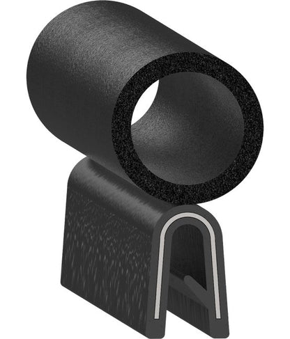 Uni-Grip 0.625x1.175 Trim Seal - PVC Rubber, Black - Image 1