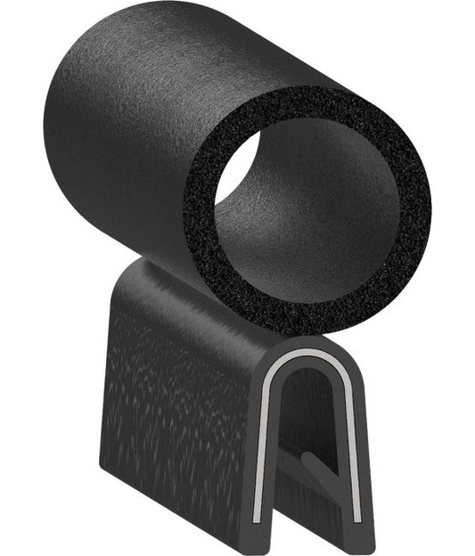 Uni-Grip 0.625x1.175 Trim Seal - PVC Rubber, Black - Image 1