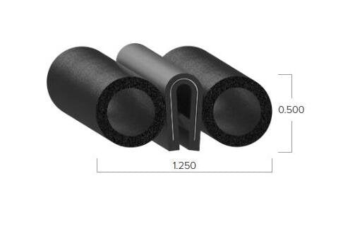 Uni-Grip 1.250" Width x 0.500" Height Trim Seal with Sponge Rubber Bulb - Image 2