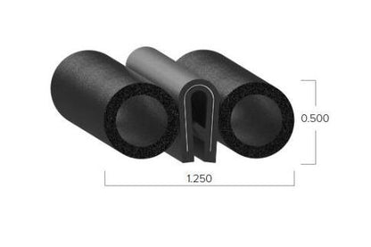 Uni-Grip 1.250" Width x 0.500" Height Trim Seal with Sponge Rubber Bulb - Image 2