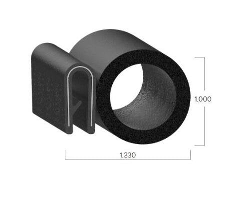Uni-Grip 1.330x1.000 Trim Seal with Sponge Rubber Bulb - Image 2