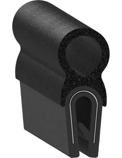 Uni-Grip 0.400 in x 0.996 in Trim Seal Bulb | Black PVC Rubber Sponge - Image 1