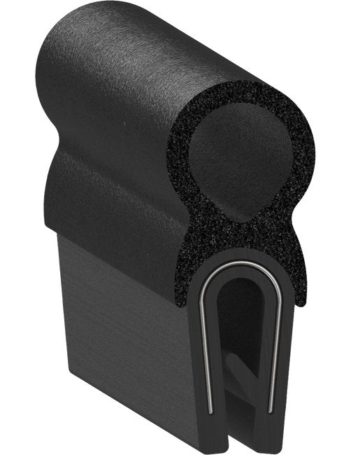 Uni-Grip 0.400 in x 0.996 in Trim Seal Bulb | Black PVC Rubber Sponge - Image 1