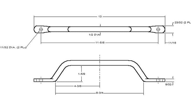Chrome Truck Grab Handle with Two Mounting Holes - Image 2